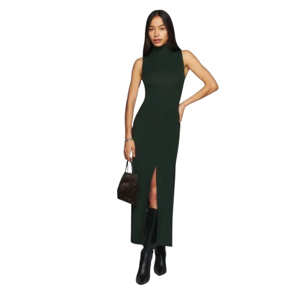 Reformation Axton Knit Midi Dress Black XS